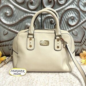 MICHAEL KORS Saffiano Leather Small Satchel off White